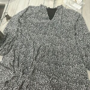 white and black long sleeve dress